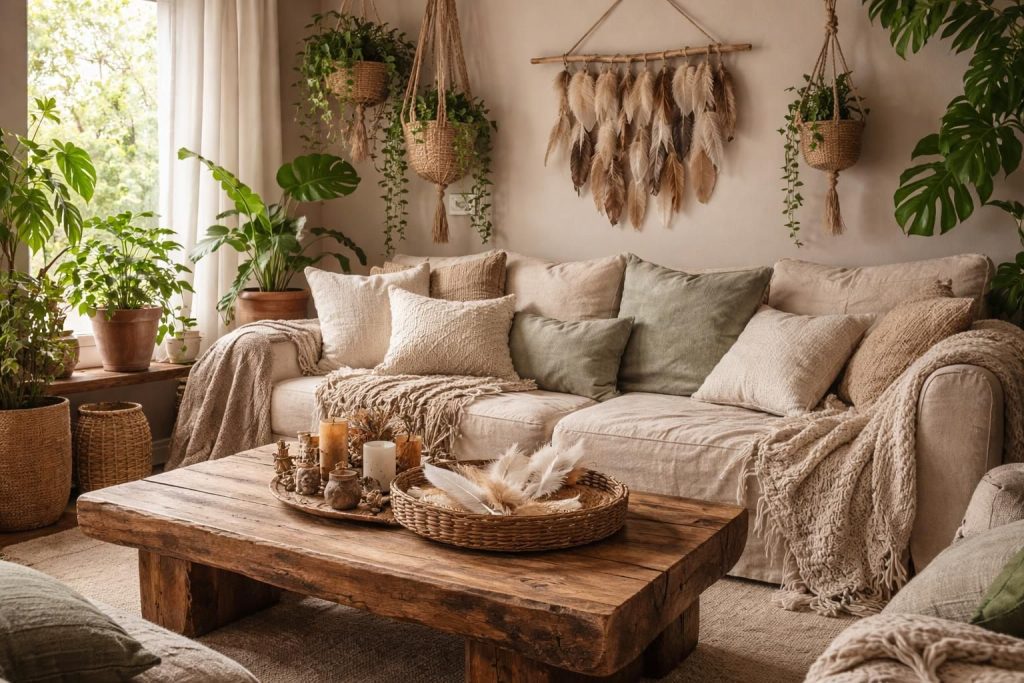 découvrez comment créer un salon cocooning en vous inspirant de la nature grâce à la décoration avec des plumes et des matériaux bruts, pour une ambiance chaleureuse et authentique.