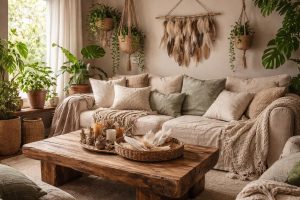 découvrez comment créer un salon cocooning en vous inspirant de la nature grâce à la décoration avec des plumes et des matériaux bruts, pour une ambiance chaleureuse et authentique.